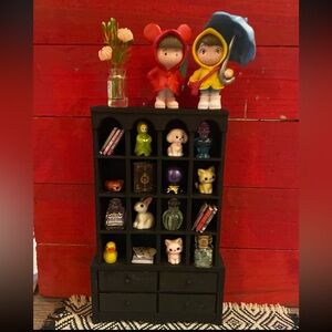 Black Mini Display Shelf with Drawers